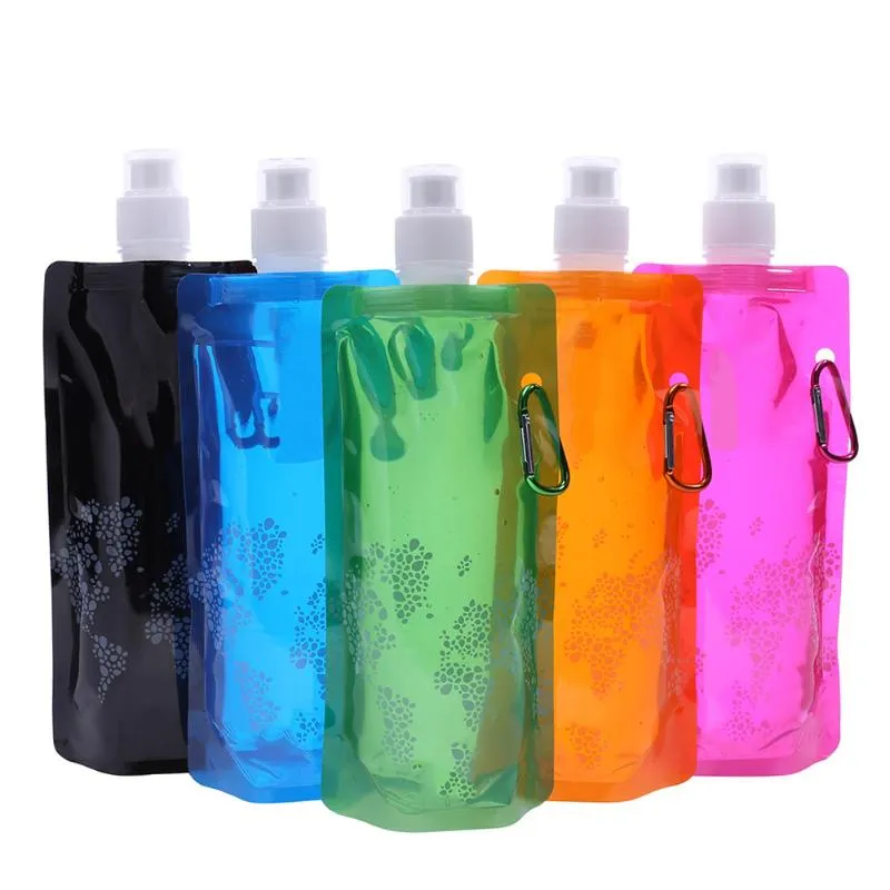 0.5L Portable Folding Water Bottle Water Bag Outdoor Sport Supplies Water,,foldable travel bags