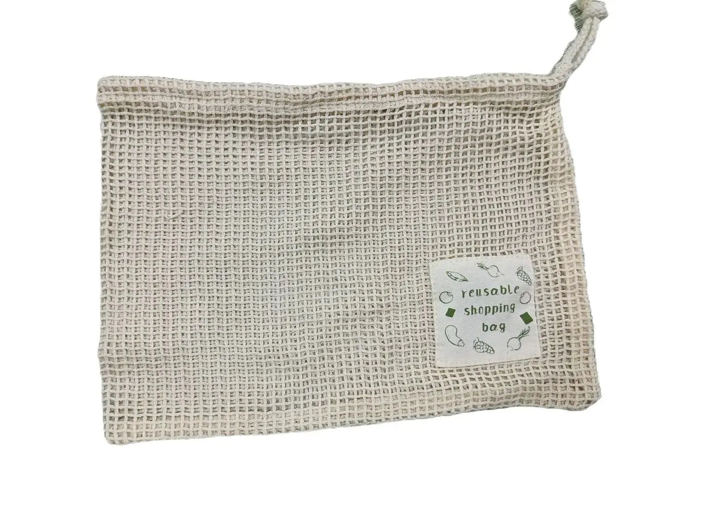 100% Biodegradable Organic Cotton Fruit Mesh Grocery Shopping Bag