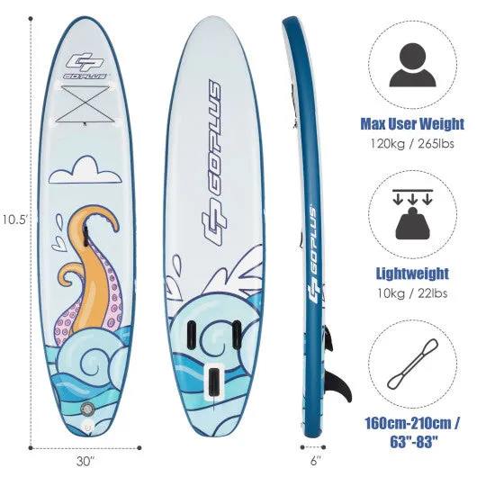 10.5 ft Inflatable Stand Up Paddle Board Surfboard with Aluminum Paddle Pump-10.5 ft