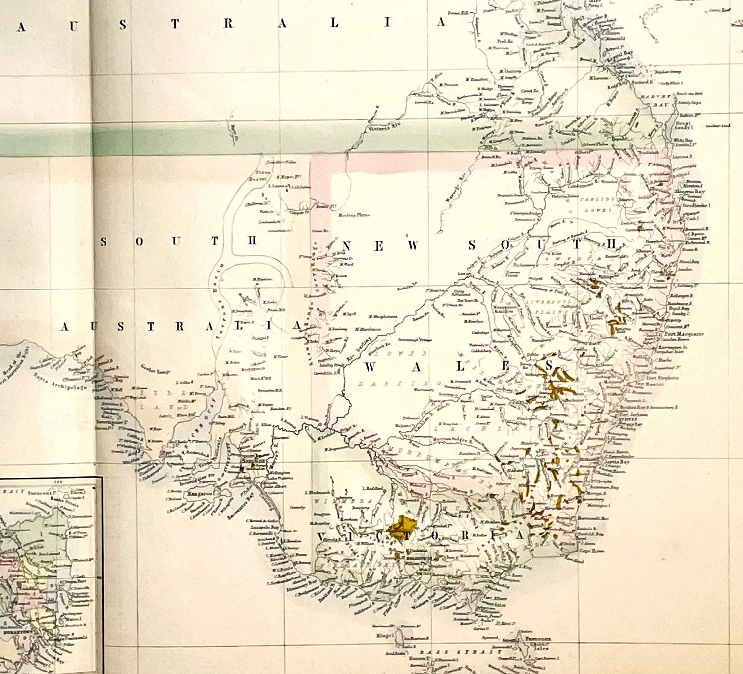 1855 John Bartholomew Large Antique Goldfields Map of Australia