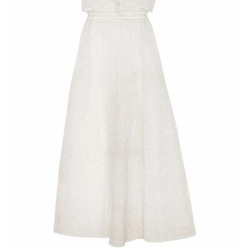 1930s White Floral Cutout Organza Dress