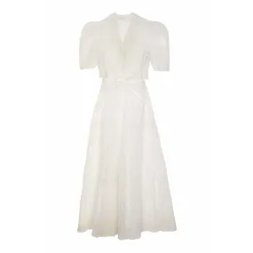 1930s White Floral Cutout Organza Dress