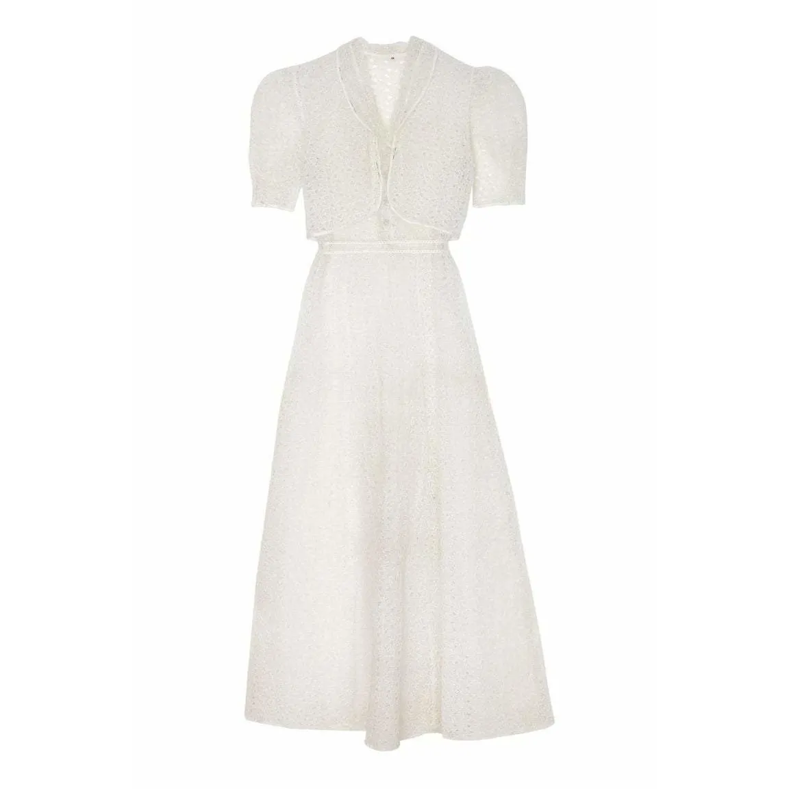 1930s White Floral Cutout Organza Dress