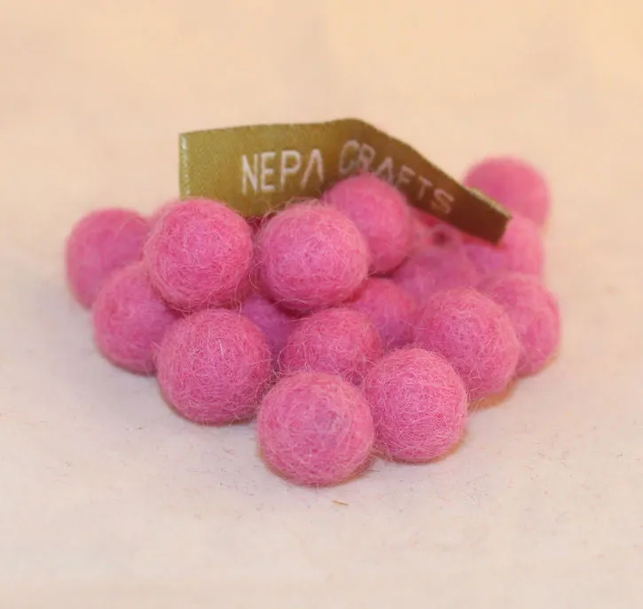 1cm Soft Felt Balls-Purple, Yellow, Pink, Dark Pink