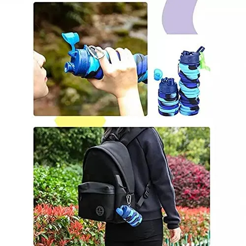 400Ml Collapsable Silicone Water Bottle Dp-168 Blue