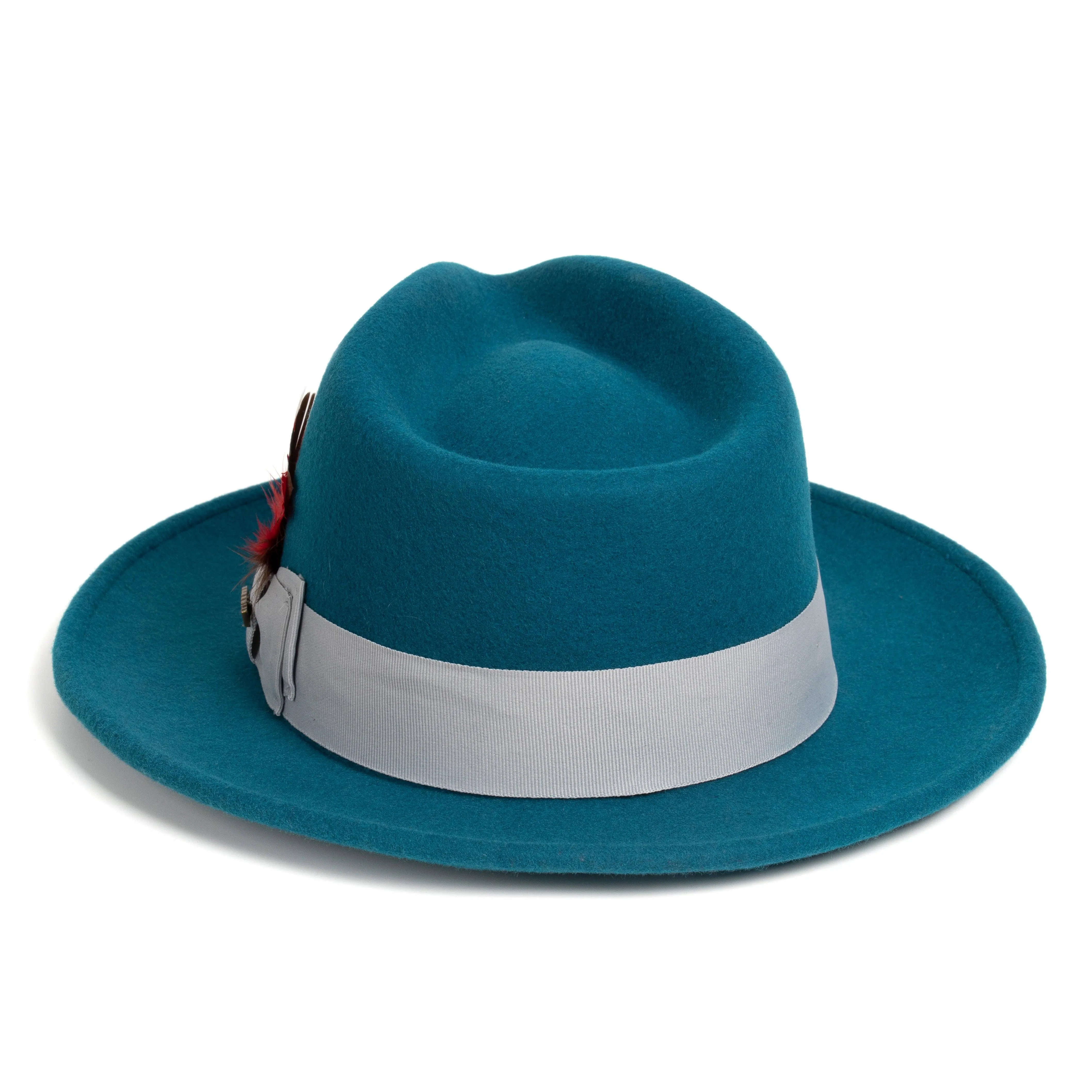 Acid Blue Fedora 100% Australian Wool Crushable Hat