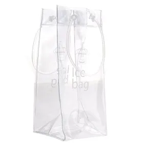 Akak Store 1 Pcs Portable Collapsible Clear Transparent PVC Ice Bag Champagne Wine Pouch Cooler Bag with Handle