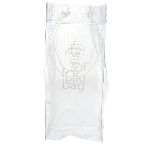 Akak Store 1 Pcs Portable Collapsible Clear Transparent PVC Ice Bag Champagne Wine Pouch Cooler Bag with Handle