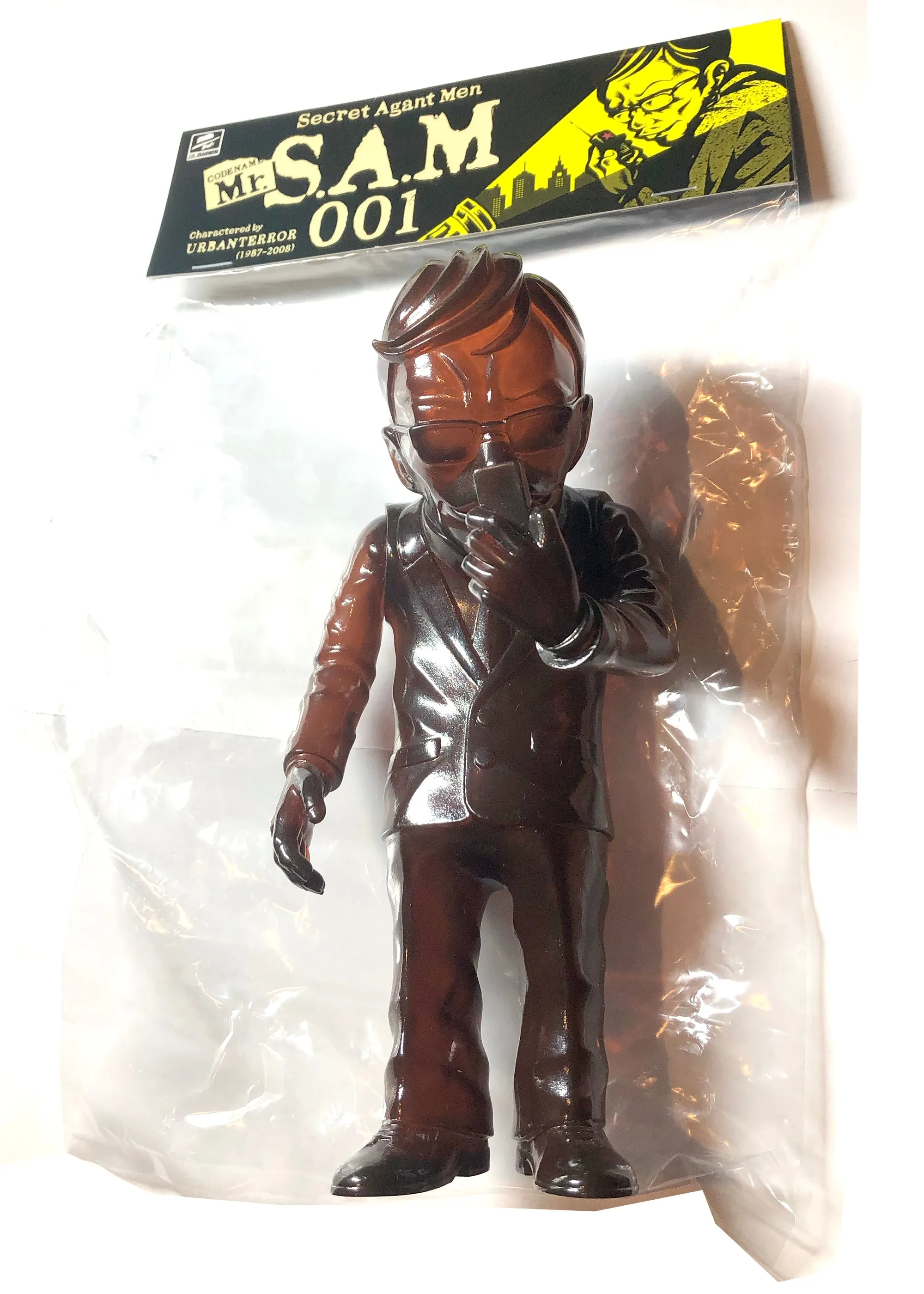 Al Gangu Secret Agent Man 001 Sofubi Codename S.A.M Rootbeer Clear Soft Vinyl Urban Terror Usugrow Unpainted Blank Figure