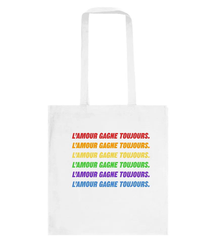 Amour Gagne Toujours Design - Basic colored cotton shopping bag