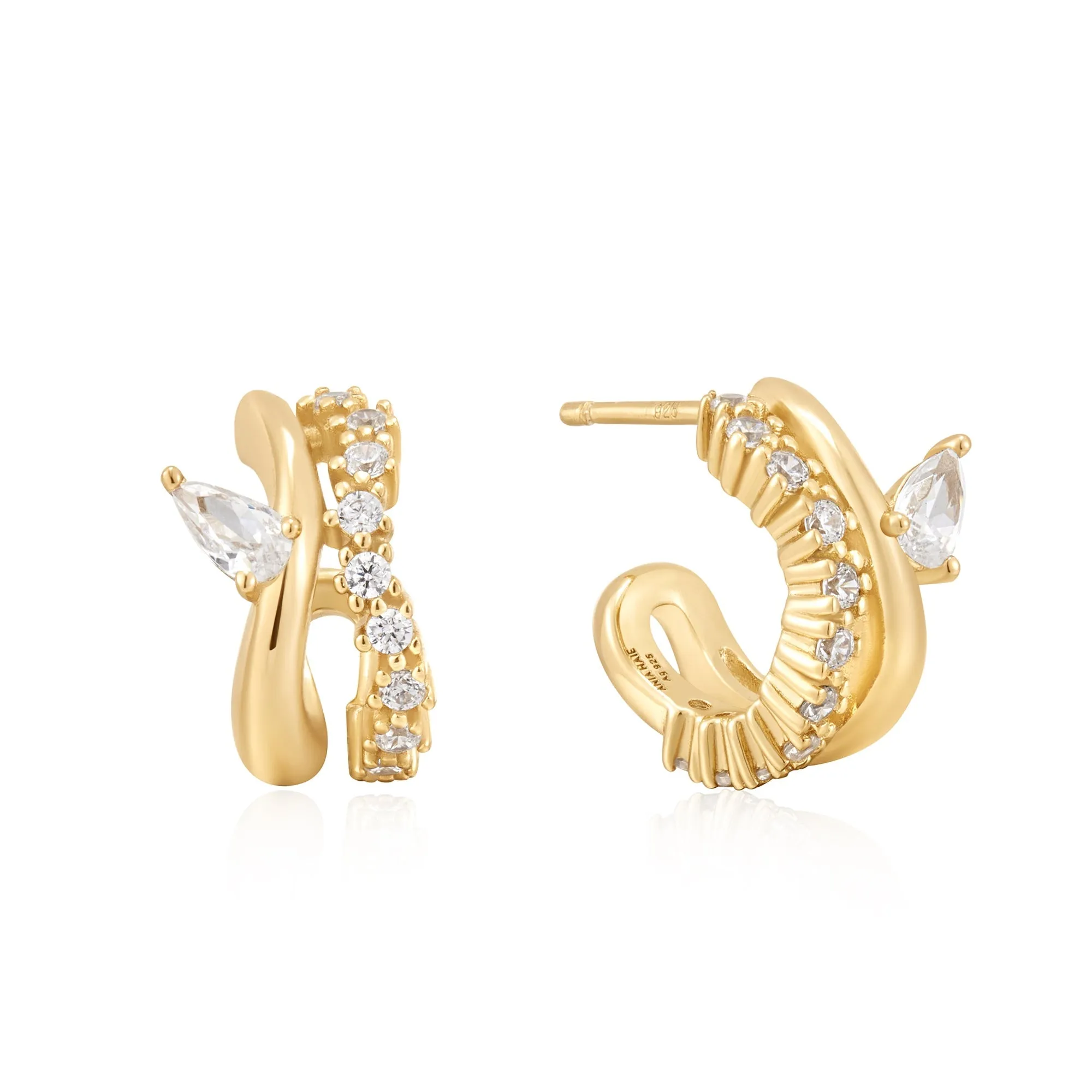 Ania Haie Gold Sparkle Double Hoop Studs E056-04G