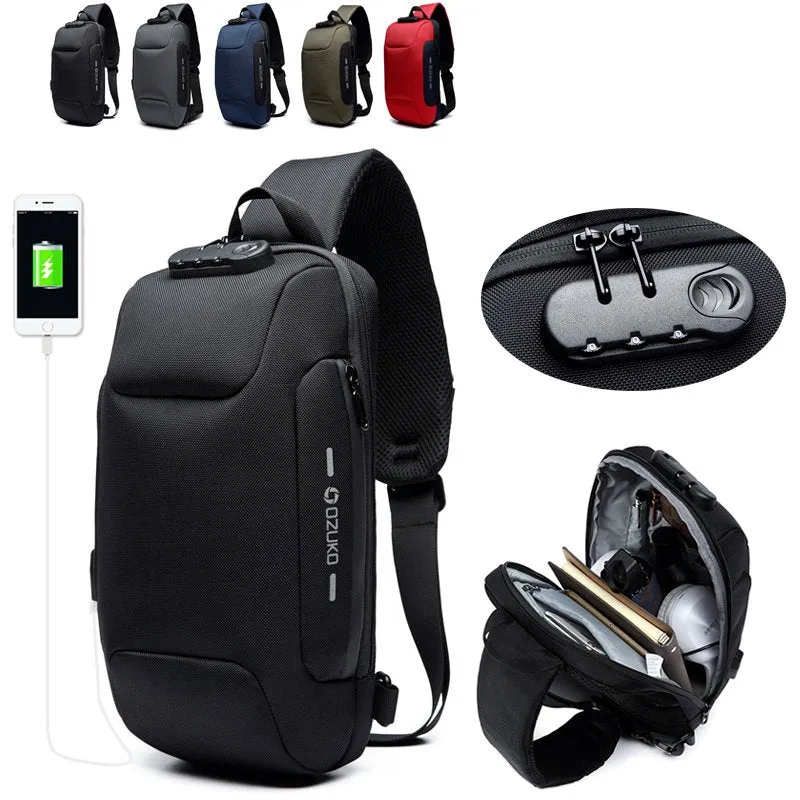 Anti-theft Cross Body Bag- Multifunction USB Backpack With 3-Digit Lock