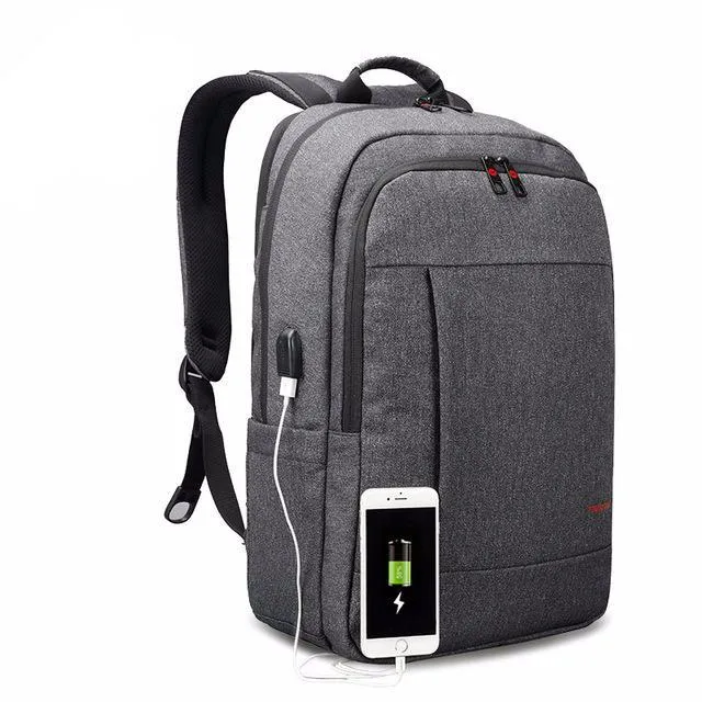 Anti-Theft With USB Charging Backpack For 15.6inch Laptop  - Black grey,Grey