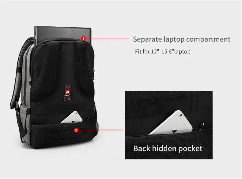 Anti-Theft With USB Charging Backpack For 15.6inch Laptop  - Black grey,Grey