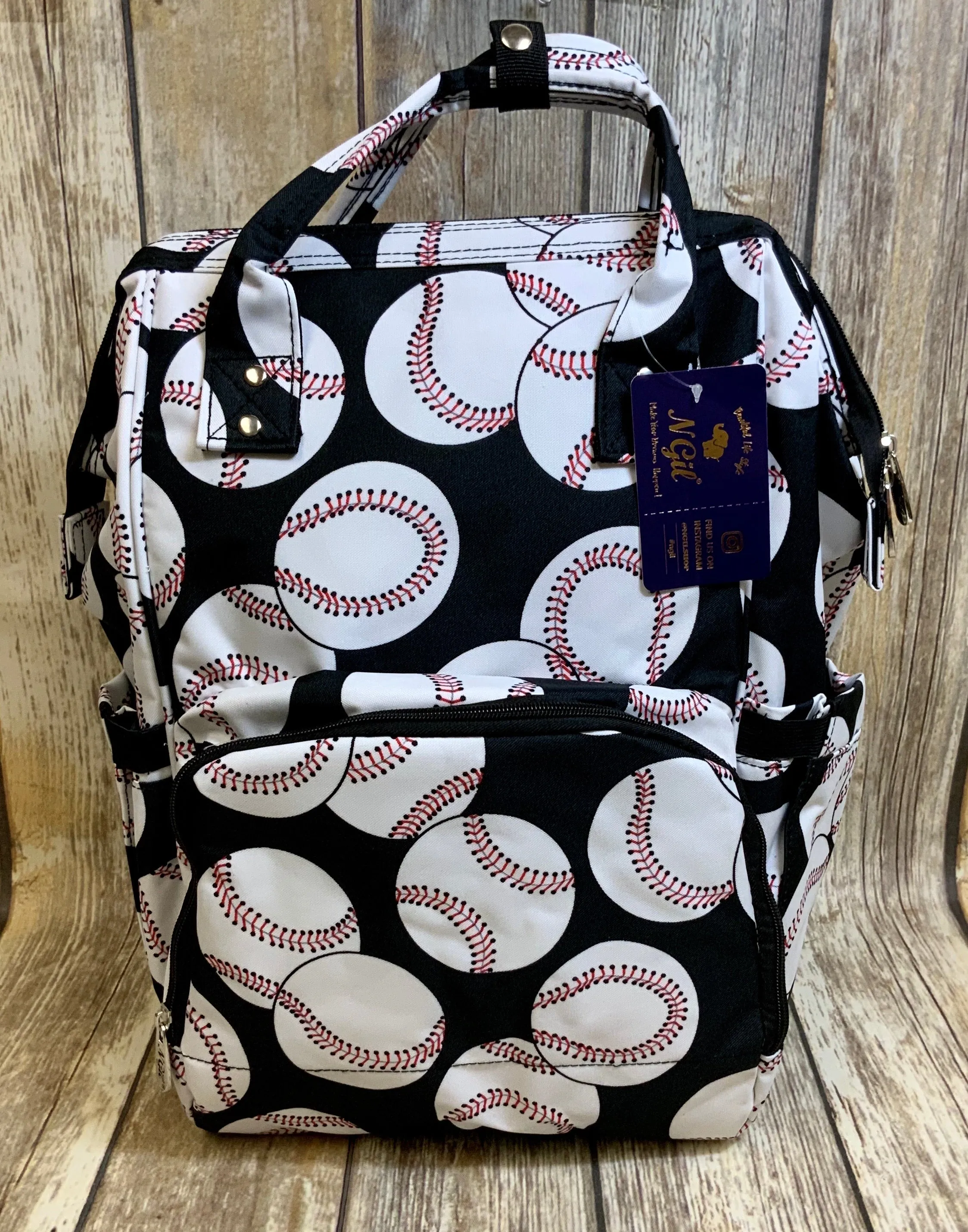 Baseball High-Quality Canvas Diaper Bag Backpack (NGIL Brand)