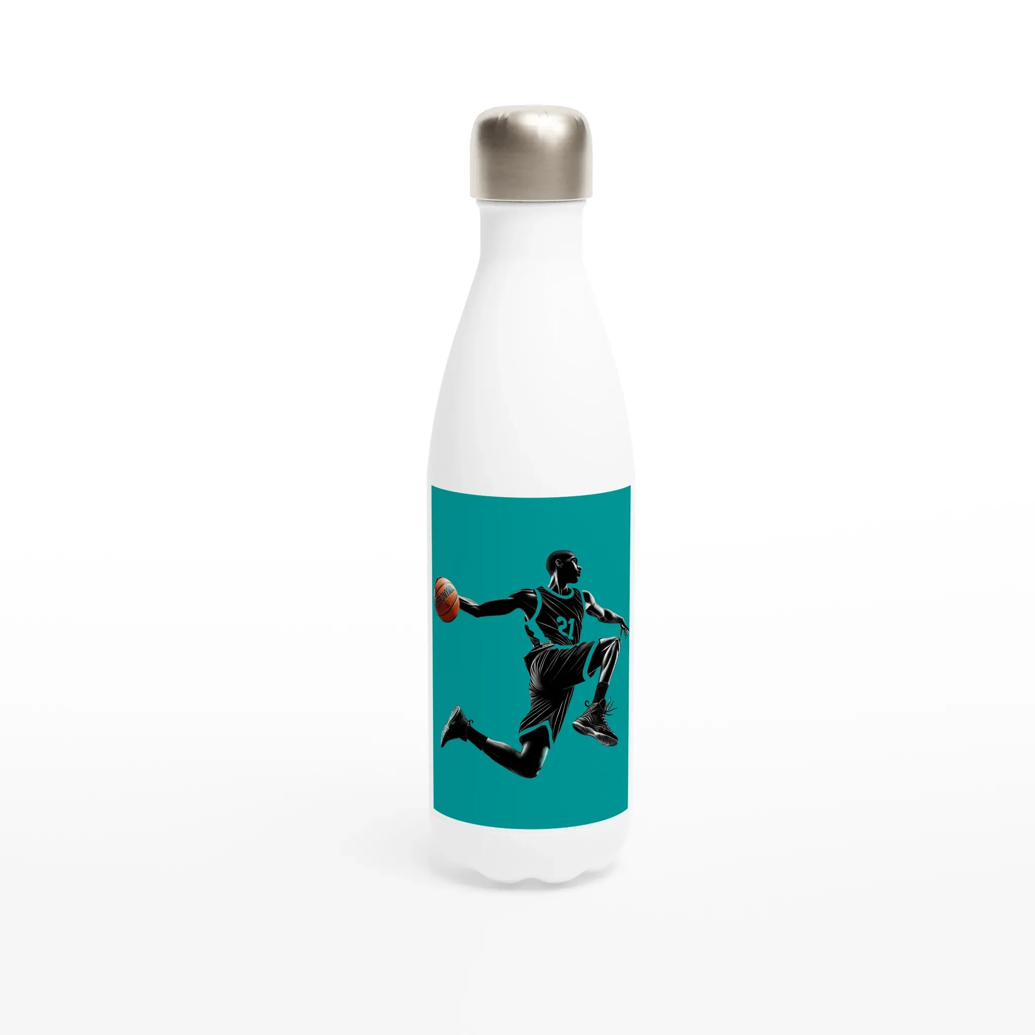 Basketball Player Mid-Air - White 17oz Stainless Steel Water Bottle