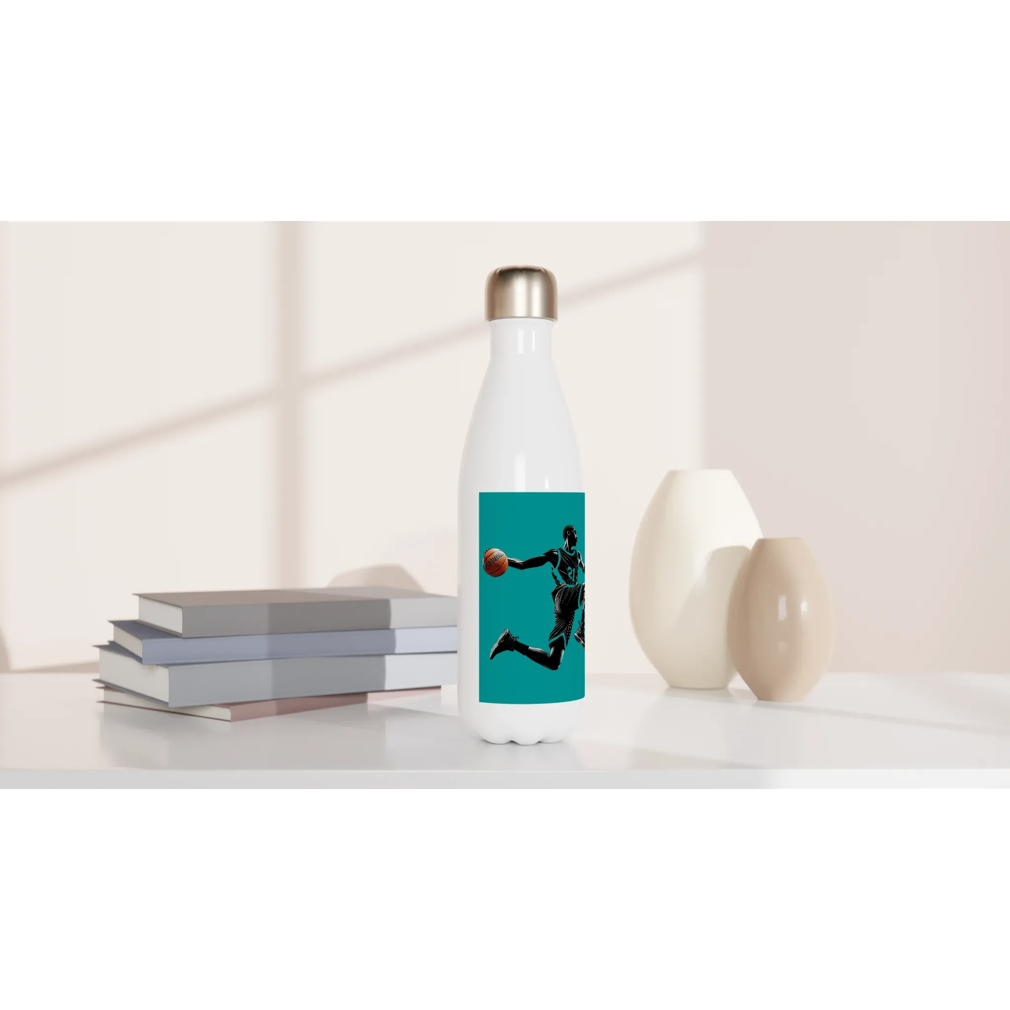 Basketball Player Mid-Air - White 17oz Stainless Steel Water Bottle