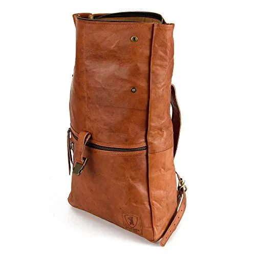 BERLINER BAGS Vintage Leather Backpack Utrecht XL, Large Waterproof Bookbag for Men and Women - Brown