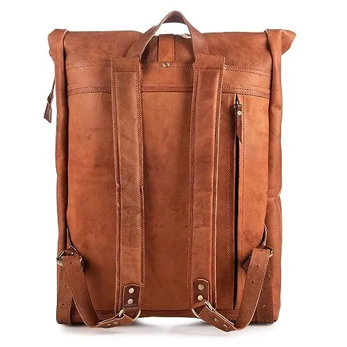 BERLINER BAGS Vintage Leather Backpack Utrecht XL, Large Waterproof Bookbag for Men and Women - Brown