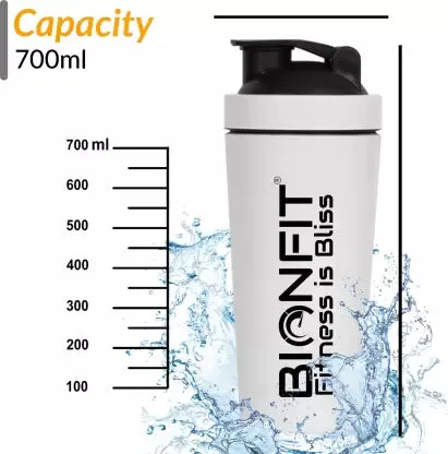 BIONFIT Stainless Steel Gym Shaker Bottle for Protein Shake, Sports and Hiking Bottle 700 ml Shaker