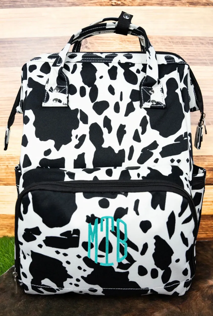 Black and White Holstein Cow Diaper Bag Backpack High Quality Canvas