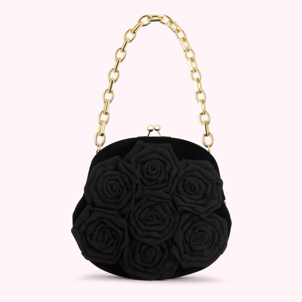 BLACK LIFE IS A BAG OF ROSES ROSIE HANDBAG