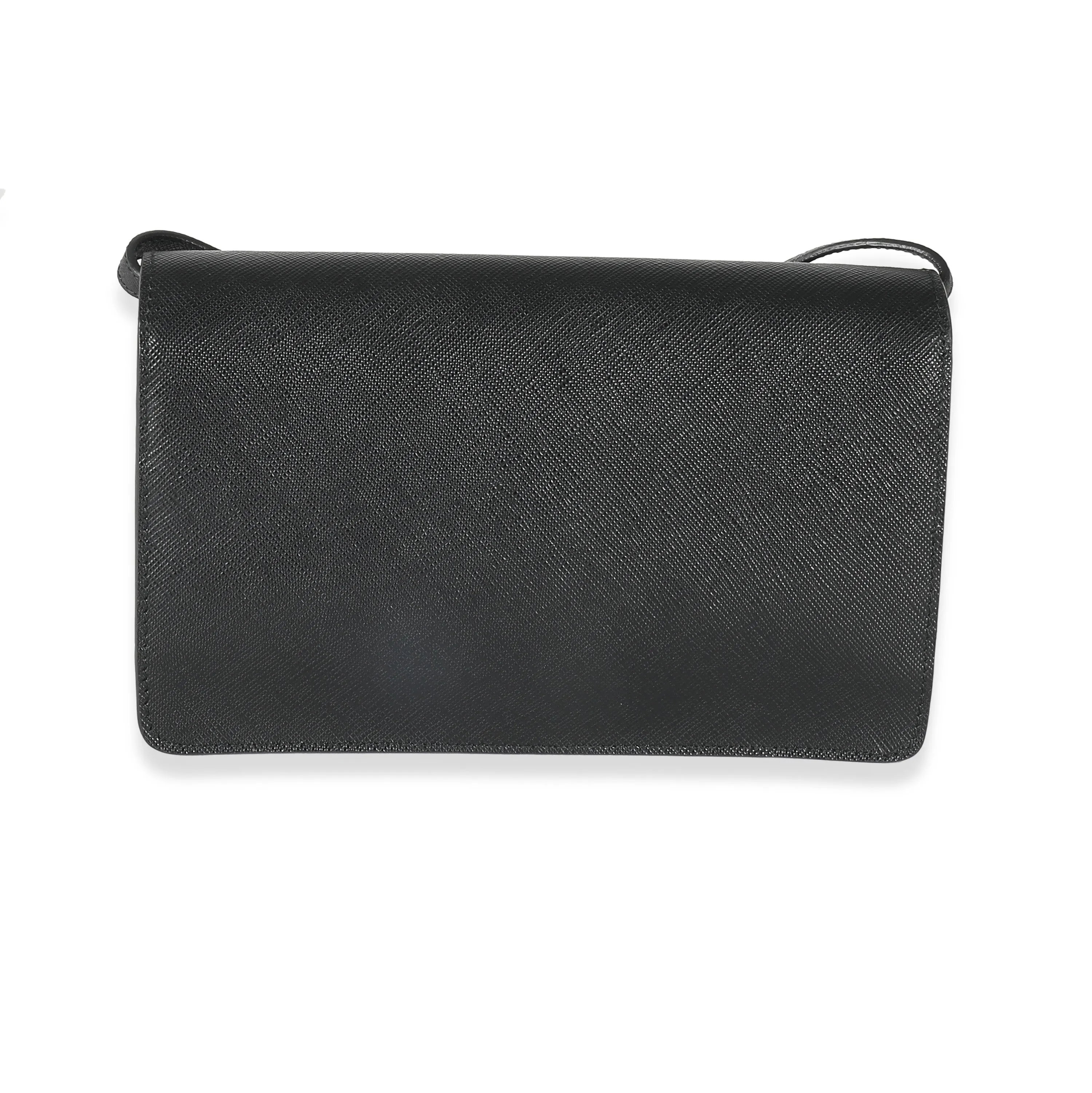 Black Saffiano Lux Bow Crossbody Wallet