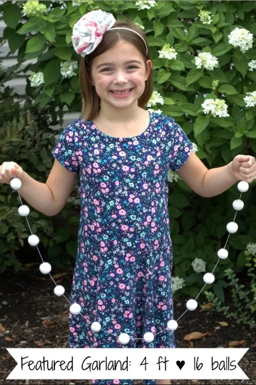 Blue & Green White Felt Ball Garland