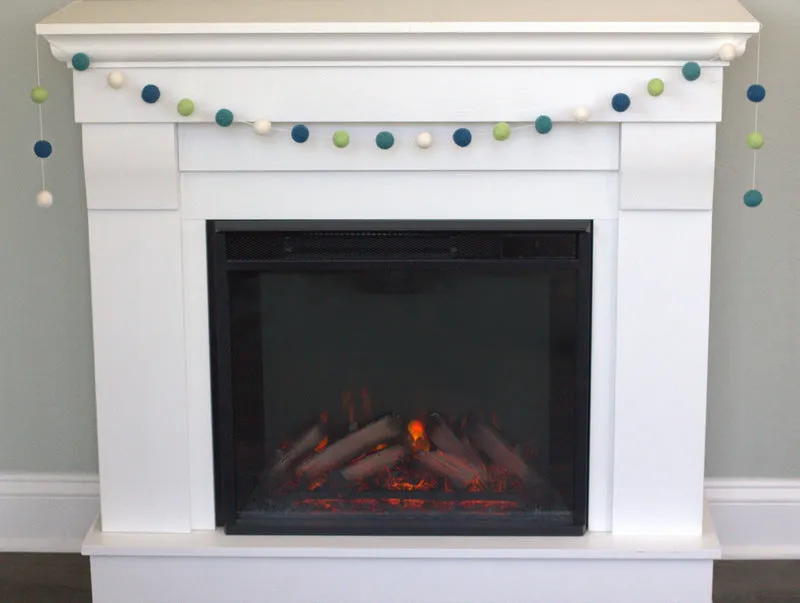 Blue & Green White Felt Ball Garland