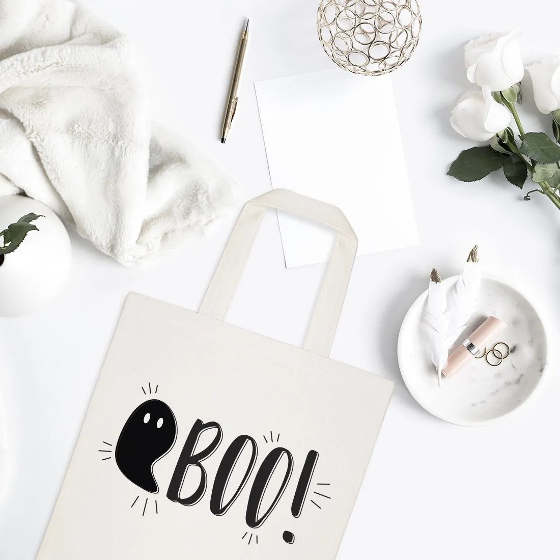 Boo! Halloween Cotton Canvas Tote Bag