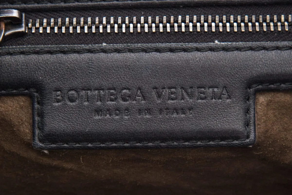 Bottega Veneta Black Intrecciato Leather & Velvet Handbag