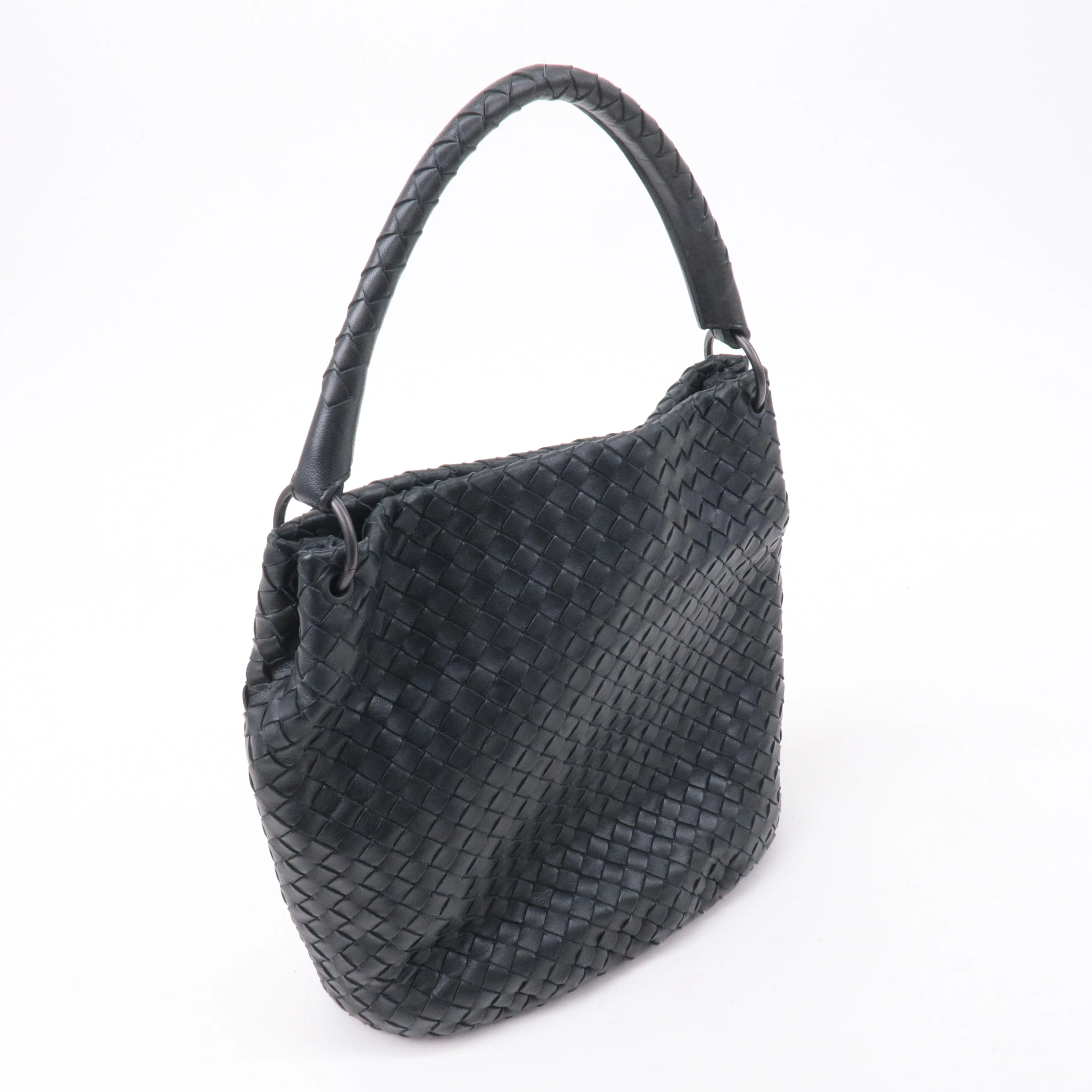 BOTTEGA VENETA Intrecciato Leather Shoulder Bag black 255690