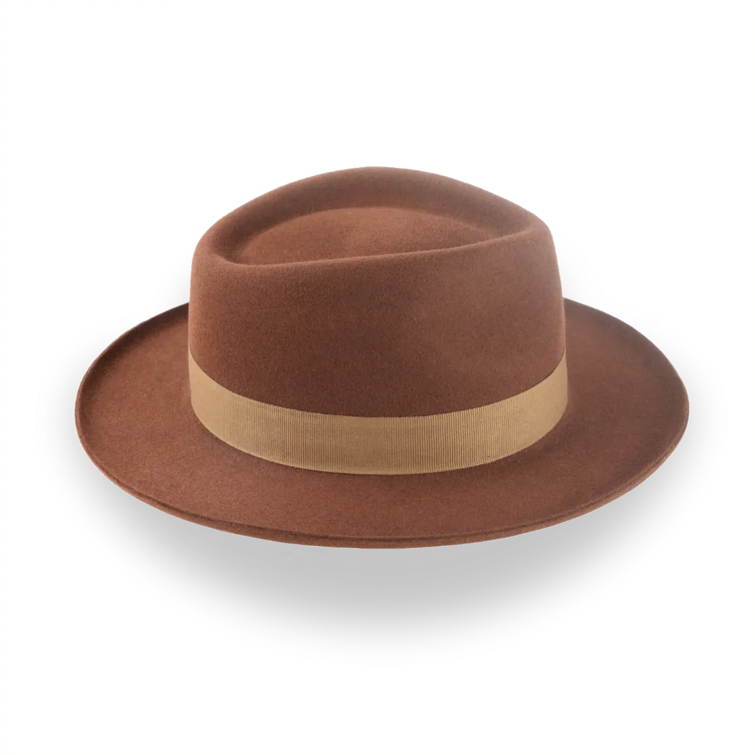 Brown Dress Fedora with Rolled Brim in Smooth Fur Felt | The Mirage