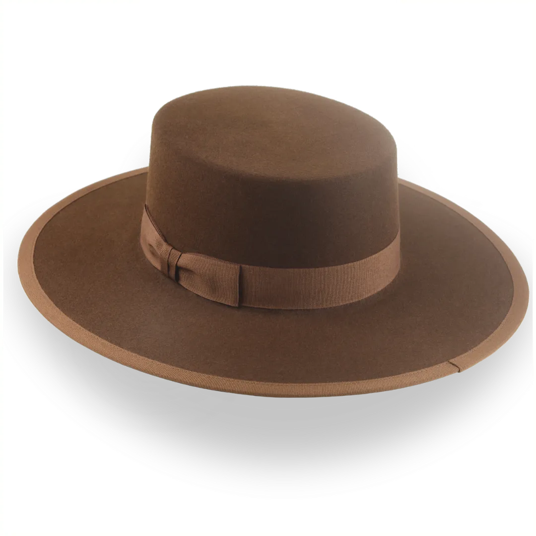 Brown Flat Crown Cowboy Hat in Durable Fur Felt | The Gaucho