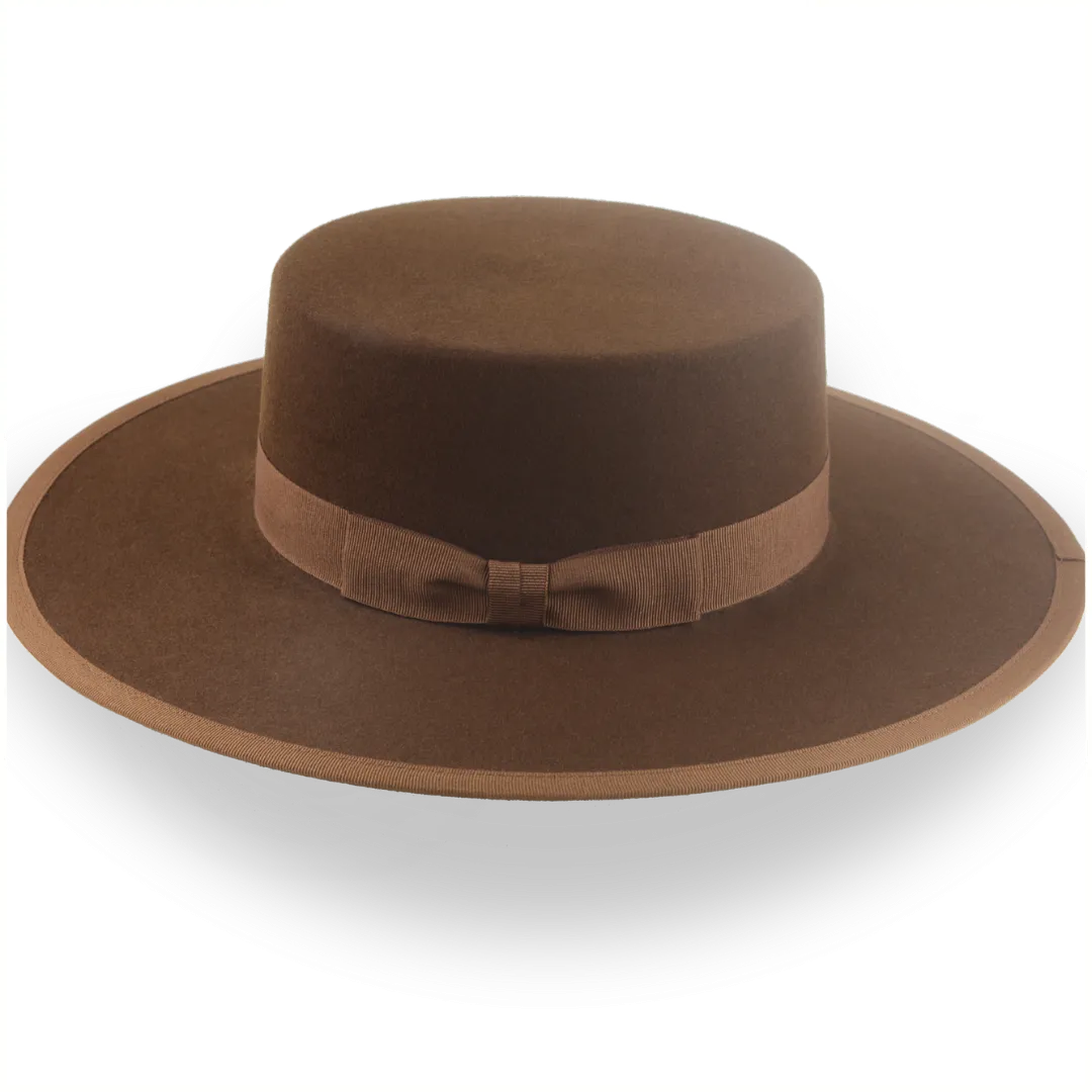 Brown Flat Crown Cowboy Hat in Durable Fur Felt | The Gaucho