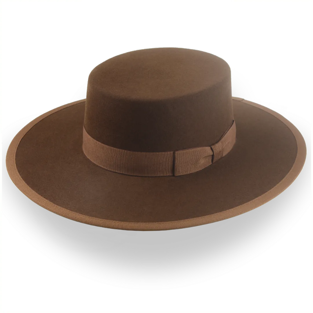 Brown Flat Crown Cowboy Hat in Durable Fur Felt | The Gaucho