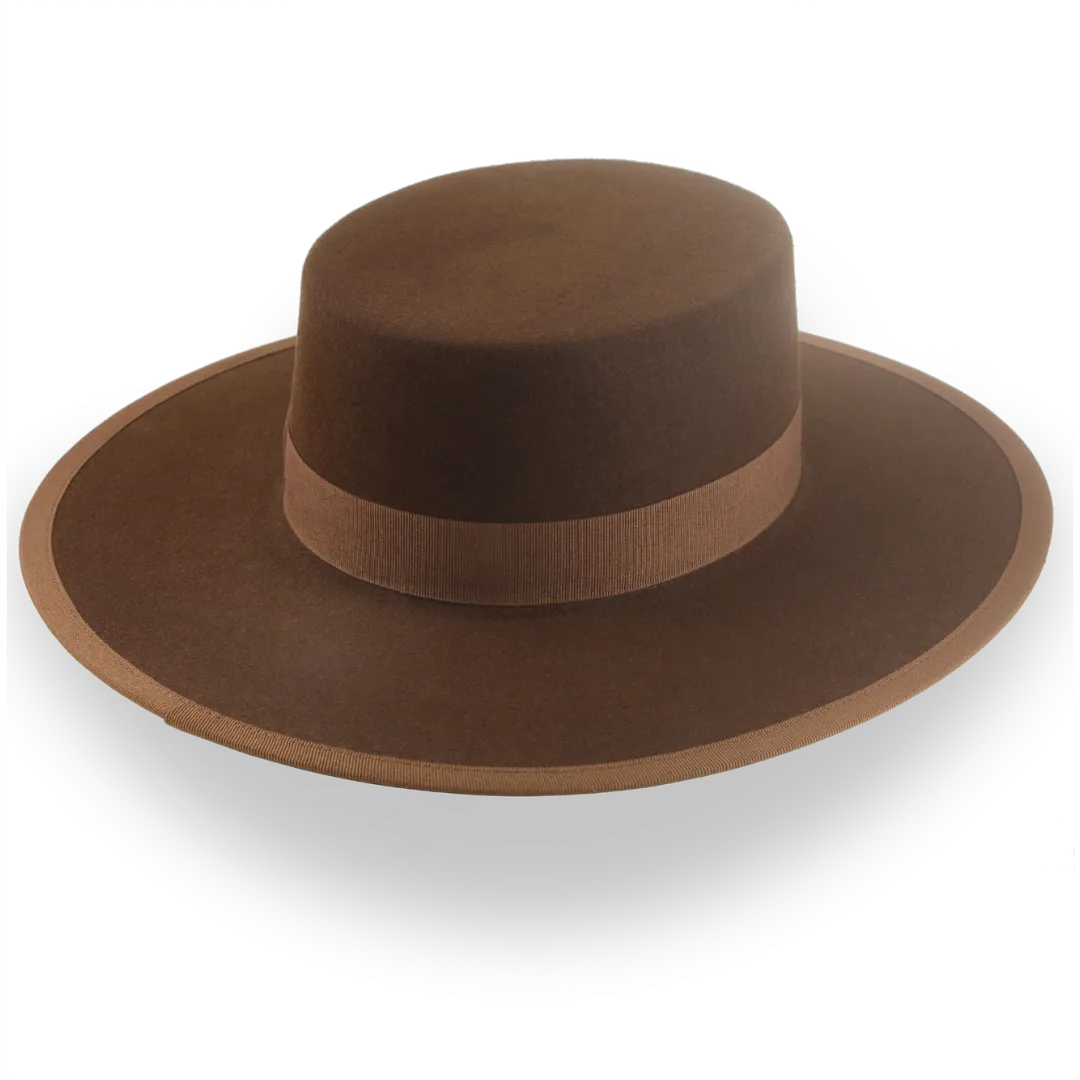 Brown Flat Crown Cowboy Hat in Durable Fur Felt | The Gaucho