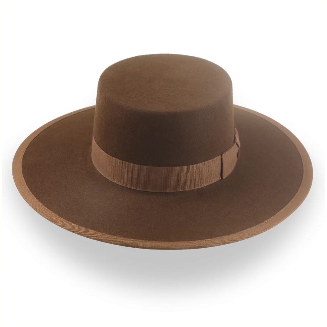 Brown Flat Crown Cowboy Hat in Durable Fur Felt | The Gaucho