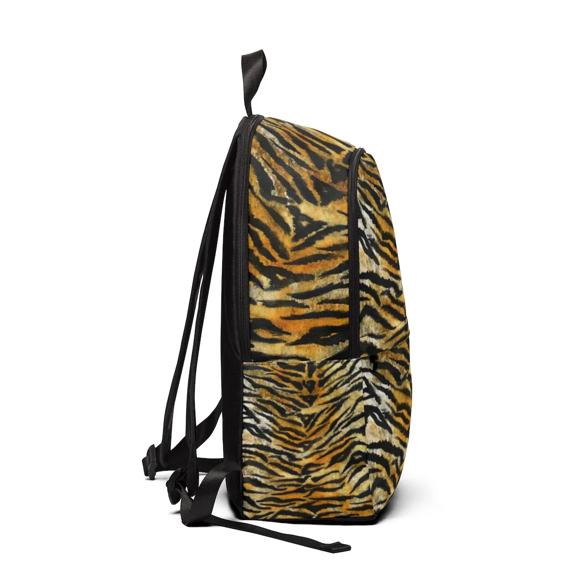 Brown Tiger Stripe Backpack, Animal Skin Unisex Large Size Waterproof Bag Luggage