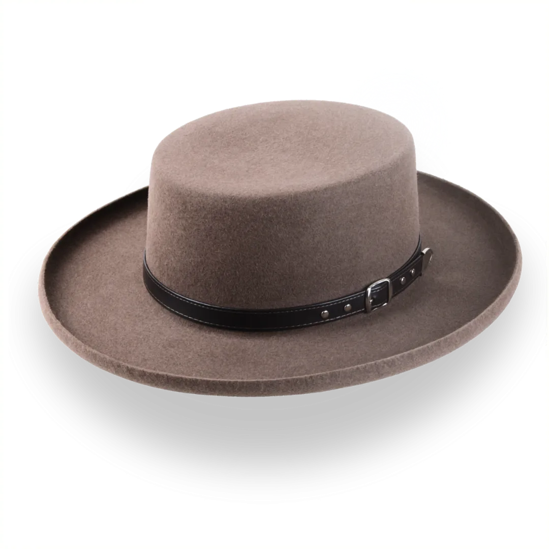 Brown Western Gambler Hat with Rolled Brim | The Ranchero