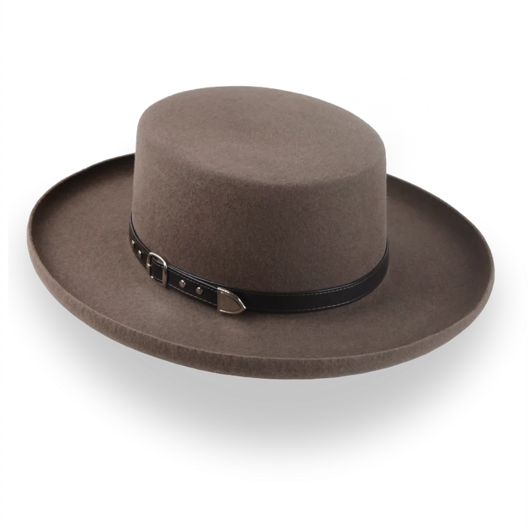 Brown Western Gambler Hat with Rolled Brim | The Ranchero