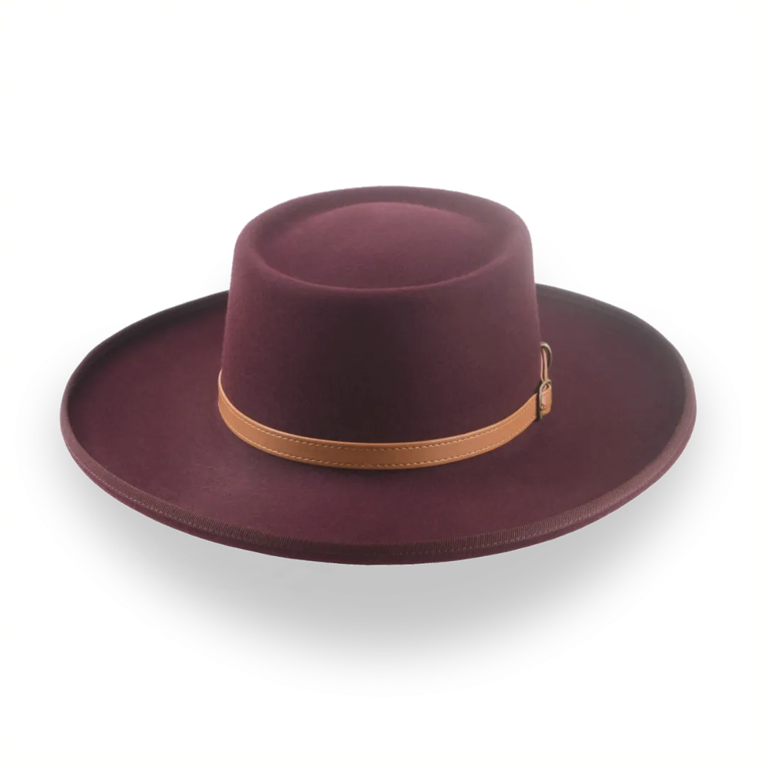 Burgundy Classic Cowboy Style Gambler Hat in Fur Felt | The Vista