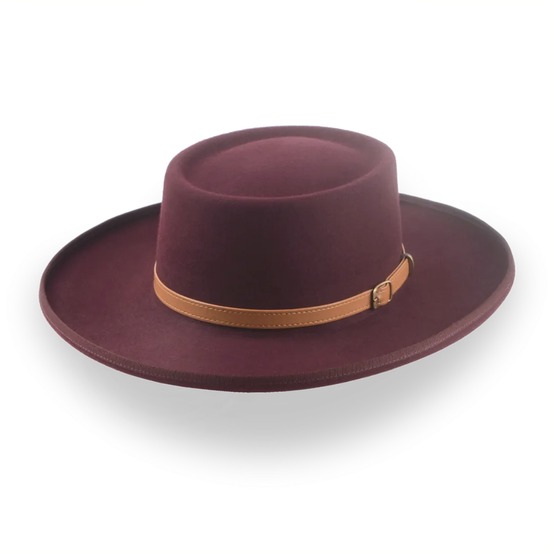 Burgundy Classic Cowboy Style Gambler Hat in Fur Felt | The Vista