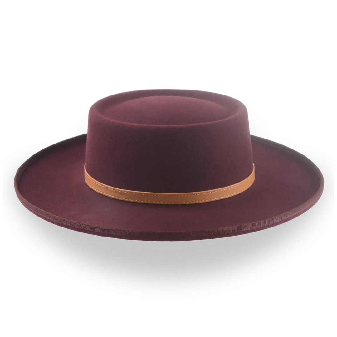 Burgundy Classic Cowboy Style Gambler Hat in Fur Felt | The Vista