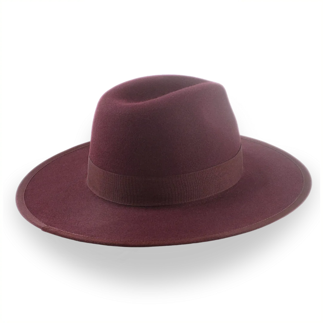 Burgundy Flat Brim Fedora in Elegant Fur Felt | The Taylor