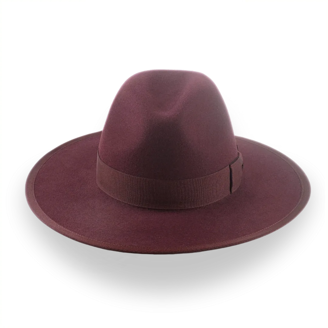 Burgundy Flat Brim Fedora in Elegant Fur Felt | The Taylor