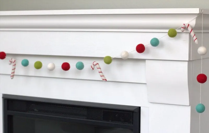 Candy Cane Felt Garland- Turquoise, Lime, Red, White