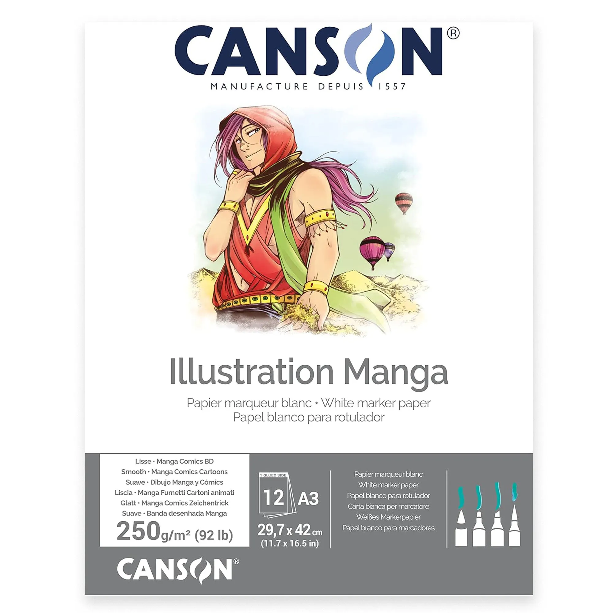 Canson Illustration Manga White Marker Paper - 250gsm - 12 Sheets - A3