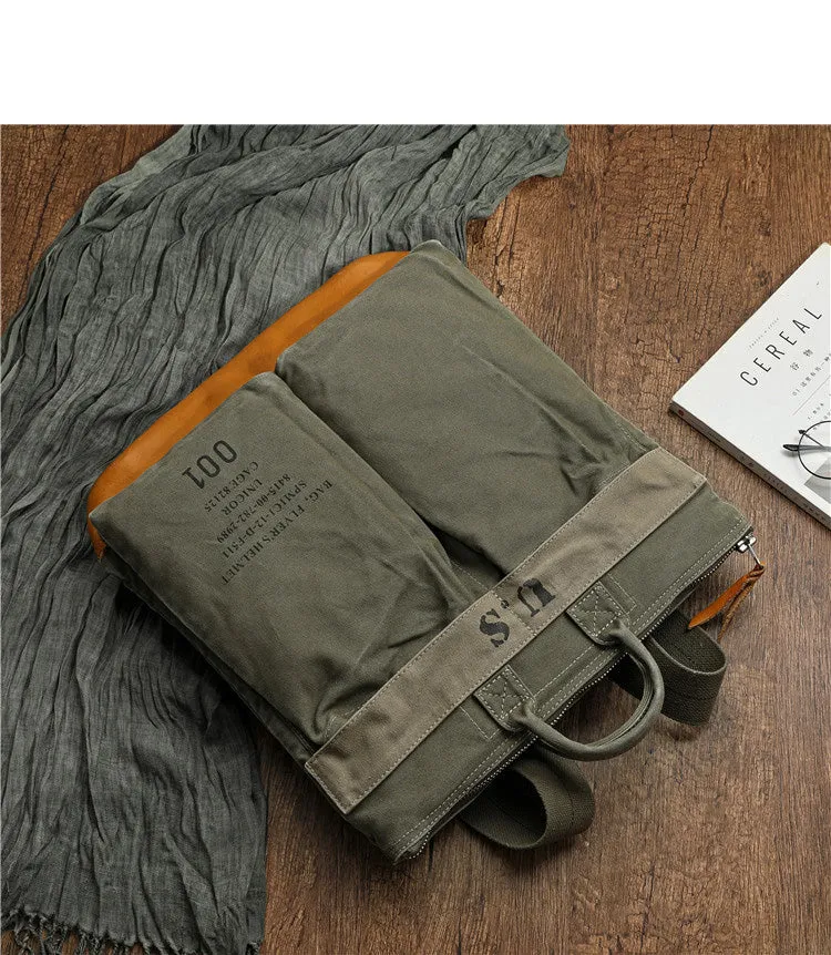 Canvas Army Backpack for Men Army Green Canvas Mens Backpacks Canvas Satchel Backpack Bag