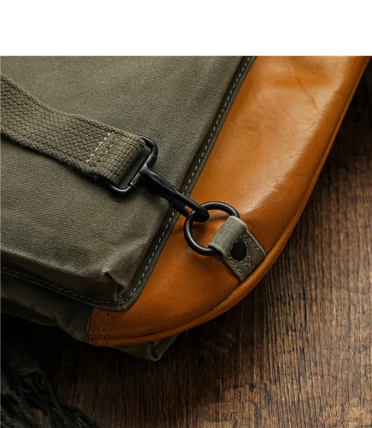 Canvas Army Backpack for Men Army Green Canvas Mens Backpacks Canvas Satchel Backpack Bag